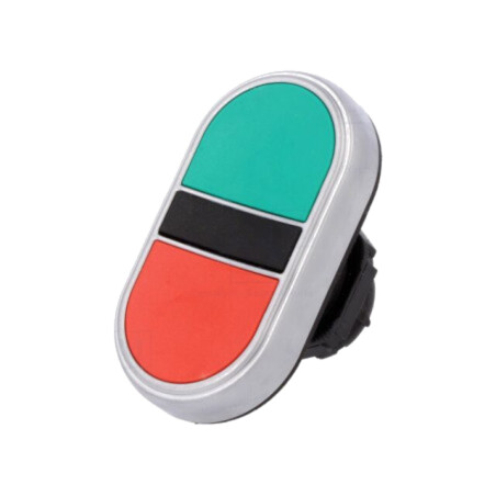 Comutator: dublu; 22mm; Poz.i stab: 1; roşie/verde; IP66; plat