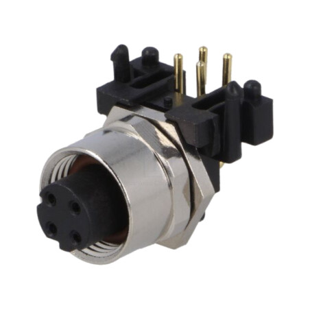 Conector: M12; soclu; PIN: 4; mamă; cod D-Ethernet; THT; IP65,IP67