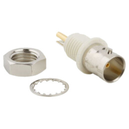 Conector: BNC; soclu; mamă; drept; 75Ω; lipire; nylon; aurit; alamă