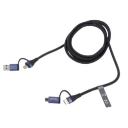 Cablu; USB 2.0; USB A mufă,USB B micro mufă,USB C mufă x2; 1,5m