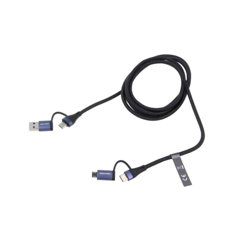 Cablu; USB 2.0; USB A mufă,USB B micro mufă,USB C mufă x2; 1,5m