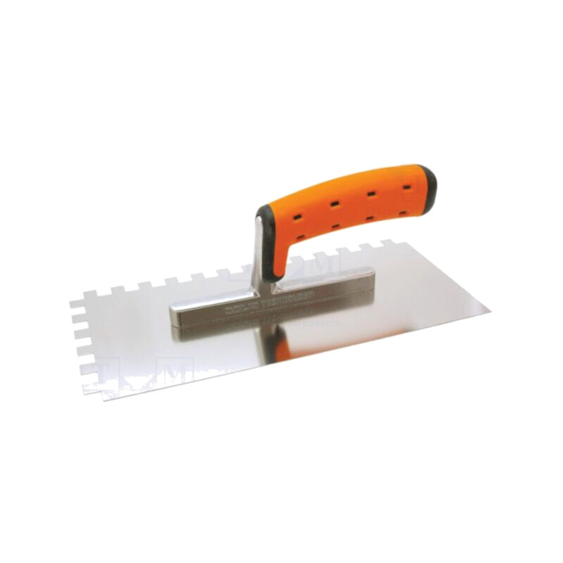 Notch trowel; L: 270mm; W: 130mm; stainless steel