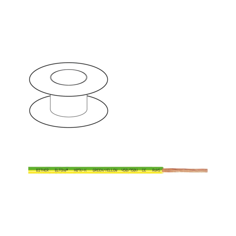 Cablu; BiTOne,H07V-K; litat; Cu; 50mm2; PVC; galben-verde; Clasa: 5 Cablu; BiTOne,H07V-K; litat; Cu; 50mm2; PVC; galben-verde; Clasa: 5
