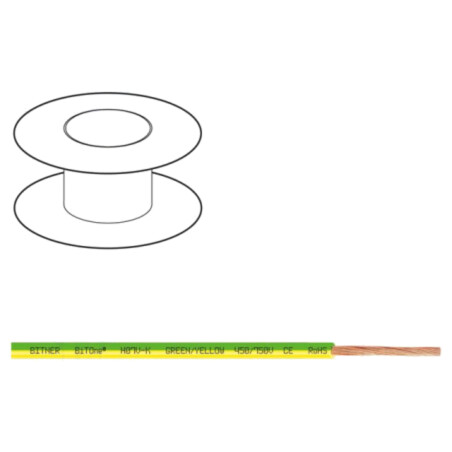 Cablu; BiTOne,H07V-K; litat; Cu; 50mm2; PVC; galben-verde; Clasa: 5