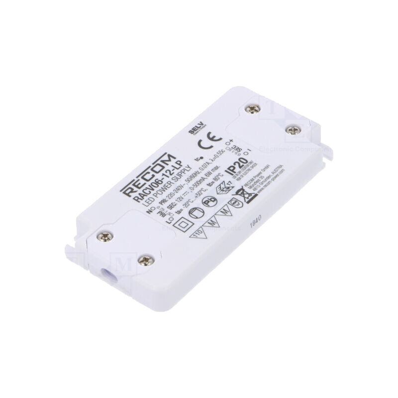 Alimentator: pulsatoriu; LED; 6W; 12VDC; 500mA; 198÷264VAC; IP20