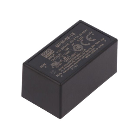 Convertor: AC/DC; 5W; Uintr: 80÷264VAC; 15VDC; Iieş: 330mA; OUT: 1