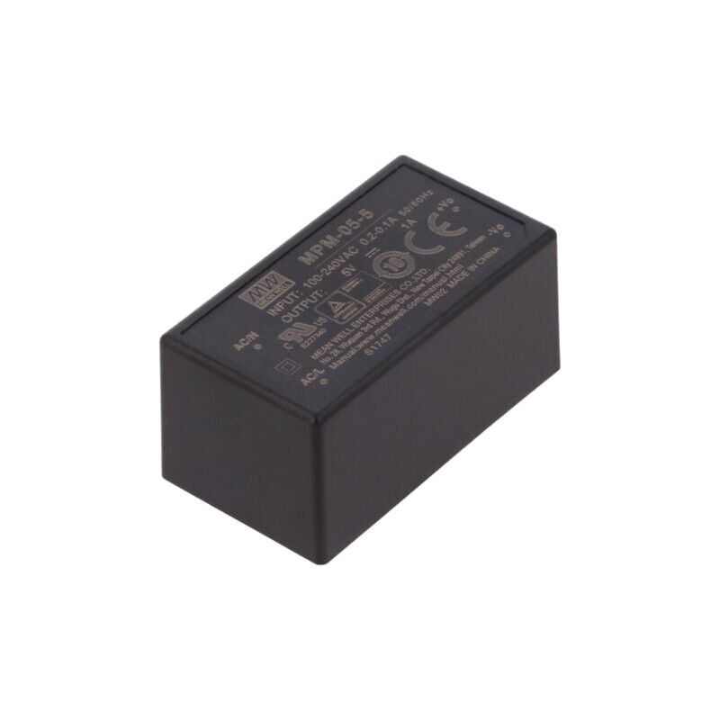 Convertor: AC/DC; 5W; Uintr: 80÷264VAC; 5VDC; Iieş: 1A; OUT: 1; 80%