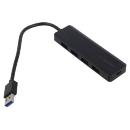 Hub USB; USB A soclu x4,USB A mufă,USB C soclu; USB 3.1; neagră