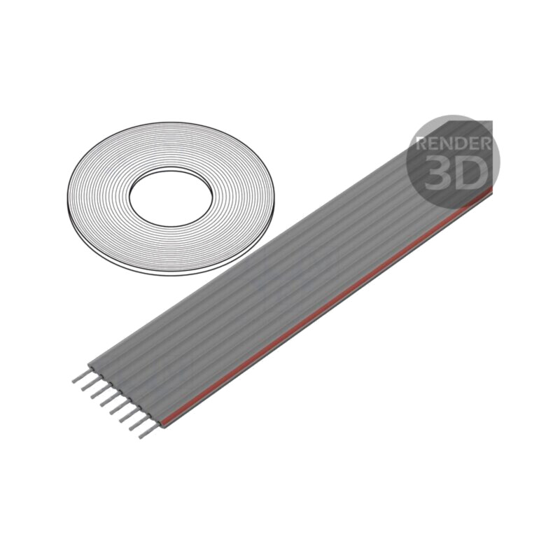 Cablu: cabluri bandă; 1,27mm; litat; Cu; neecranat; PVC; gri; 30,5m