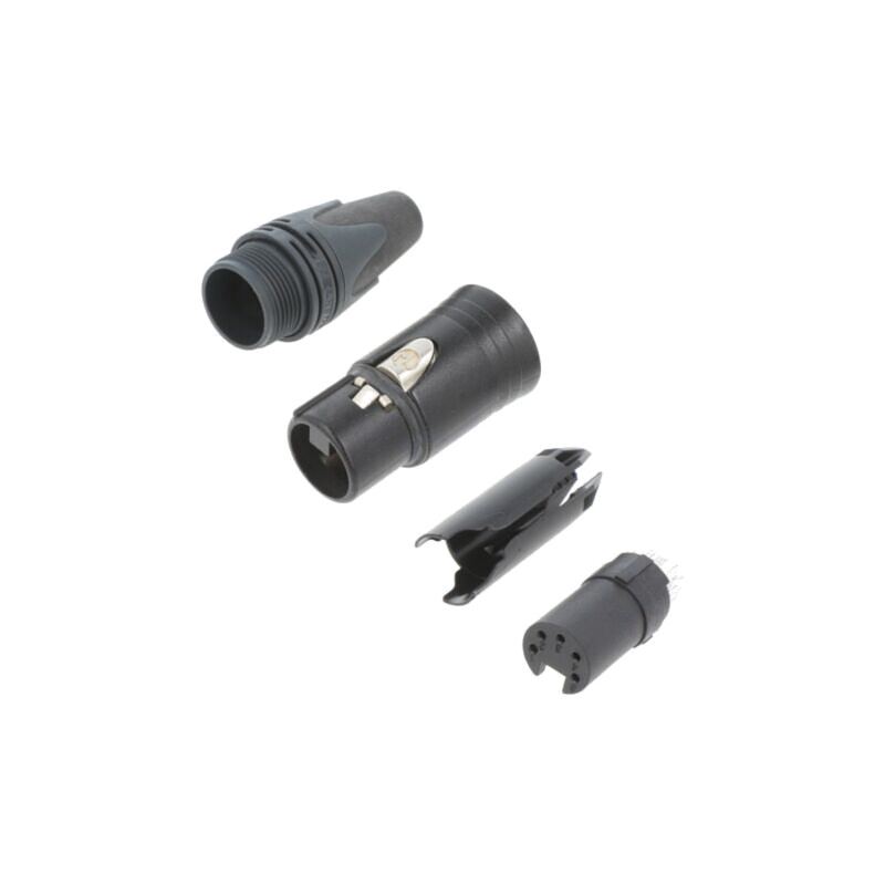 Conector: XLR; mufă; mamă; PIN: 5; drept; pe cablu; lipire; 7,5A; XX