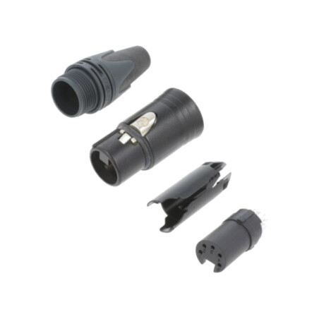 Conector: XLR; mufă; mamă; PIN: 5; drept; pe cablu; lipire; 7,5A; XX