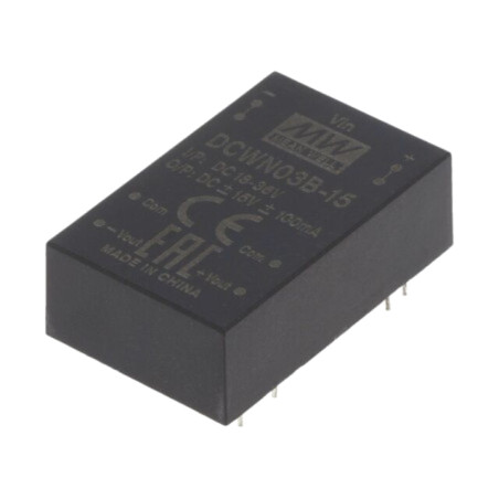 Convertor: DC/DC; 3W; Uintr: 18÷36VDC; Uieş: 15VDC; Uieş2: -15VDC