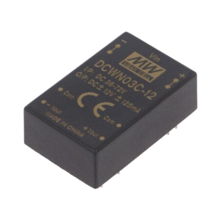 Convertor: DC/DC; 3W; Uintr: 36÷72VDC; Uieş: 12VDC; Uieş2: -12VDC