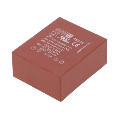 Transformator: încapsulat; 6VA; 115VAC,230VAC; 9V; 9V; 333mA; 333mA
