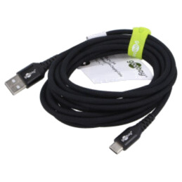Cablu; USB 2.0; USB A mufă,USB C mufă; 3m; negru; 0,48Gbps; 60W; 3A