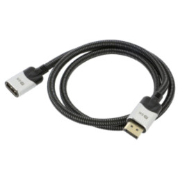 Cablu; DisplayPort 1.4,HDCP 2.2; PVC; textilă; 1m; negru