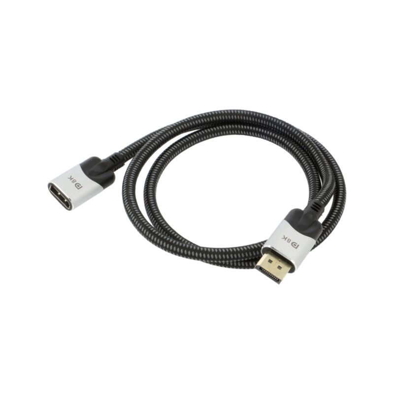 Cablu; DisplayPort 1.4,HDCP 2.2; PVC; textilă; 1m; negru