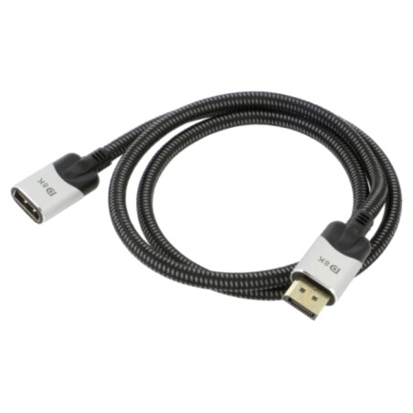 Cablu; DisplayPort 1.4,HDCP 2.2; PVC; textilă; 1m; negru