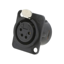 Conector: XLR; soclu; mamă; PIN: 4; drept; cu buton; lipire; neagră