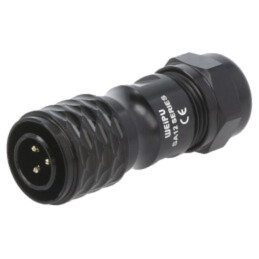 Mufă; SA12; tată; PIN: 3; IP67; 5÷8mm; 13A; lipire; pe cablu; 250V