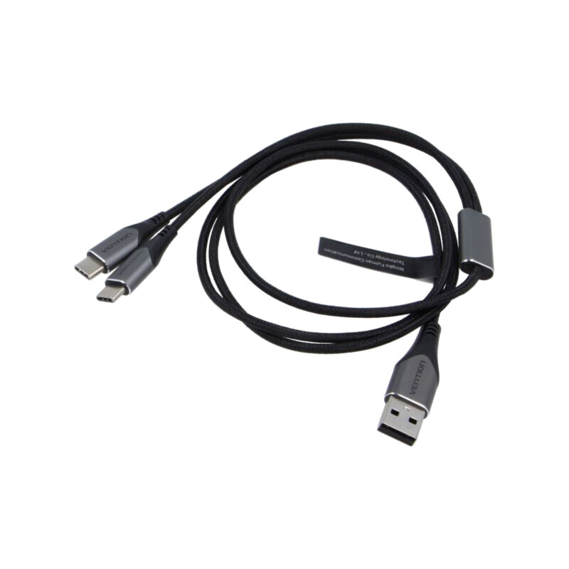 Cablu; USB 2.0; USB A mufă,USB C mufă x2; nichelat; 0,5m; negru
