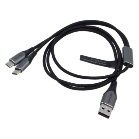 Cablu; USB 2.0; USB A mufă,USB C mufă x2; nichelat; 0,5m; negru