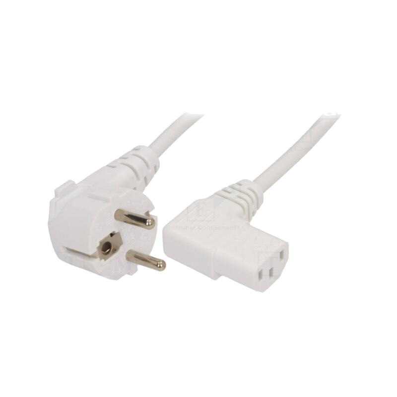 Cablu; 3x1mm2; CEE 7/7 (E/F) ştecăr în unghi,IEC C13 mamă 90° Cablu; 3x1mm2; CEE 7/7 (E/F) ştecăr în unghi,IEC C13 mamă 90°