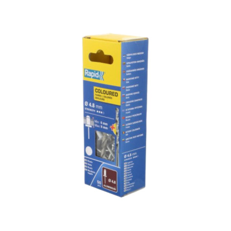 Diblu; aluminiu; Diam.nit: 4,8mm; Lung.nit: 12mm; albă; 50buc.