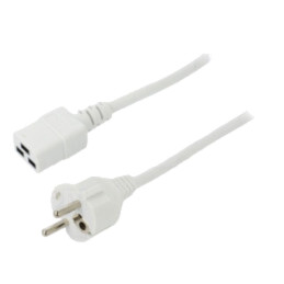 Cablu; 3x1,5mm2; CEE 7/7 (E/F) mufă,IEC C19 mamă; PVC; 3m; alb