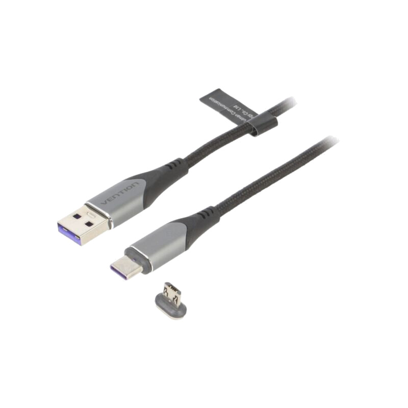 Cablu; magnetic,USB 2.0; 1,5m; negru; Fire: Cu,cositorit; 480Mbps Cablu; magnetic,USB 2.0; 1,5m; negru; Fire: Cu,cositorit; 480Mbps