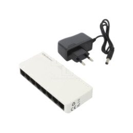 Switch Fast Ethernet; albă; 150m; Kit: cablu DC,alimentator