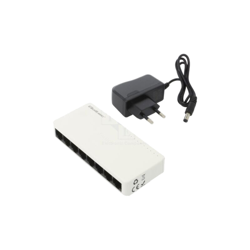 Switch Fast Ethernet; albă; 150m; Kit: cablu DC,alimentator