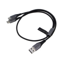 Cablu; USB 2.0; USB A mufă,USB C mufă x2; nichelat; 1m; negru
