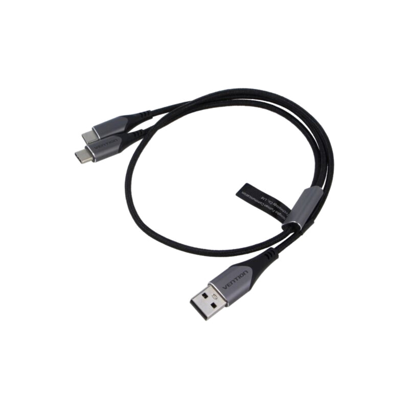 Cablu; USB 2.0; USB A mufă,USB C mufă x2; nichelat; 1m; negru