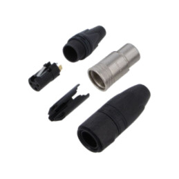 Conector: XLR; mufă; mamă; PIN: 3; drept; pe cablu; lipire; 16A; 14AWG
