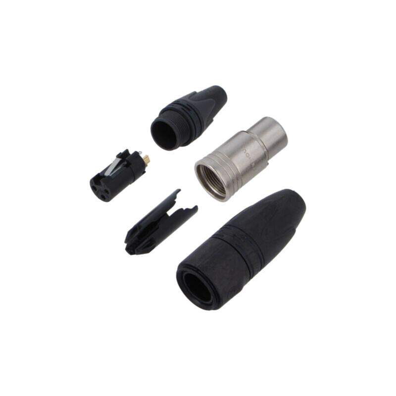 Conector: XLR; mufă; mamă; PIN: 3; drept; pe cablu; lipire; 16A; 14AWG