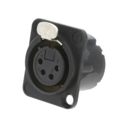 Conector: XLR; soclu; mamă; PIN: 4; drept; cu buton; lipire; neagră