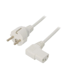 Cablu; 3x1mm2; CEE 7/7 (E/F) mufă,IEC C13 mamă 90°; PVC; 5m; alb
