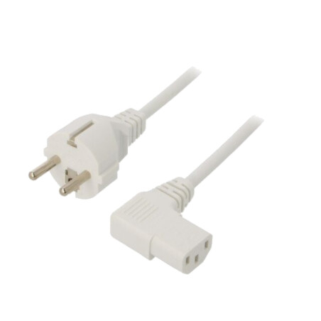 Cablu; 3x1mm2; CEE 7/7 (E/F) mufă,IEC C13 mamă 90°; PVC; 5m; alb