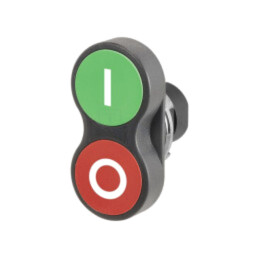 Comutator: dublu; 22mm; Poz.i stab: 1; roşie/verde; fără; IP65; plat