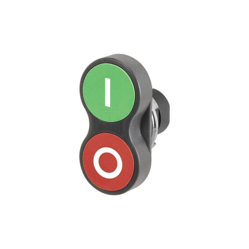 Comutator: dublu; 22mm; Poz.i stab: 1; roşie/verde; fără; IP65; plat