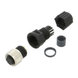 Conector: M12; mufă; mamă; drept; Placare: aurit; lipire; pe cablu