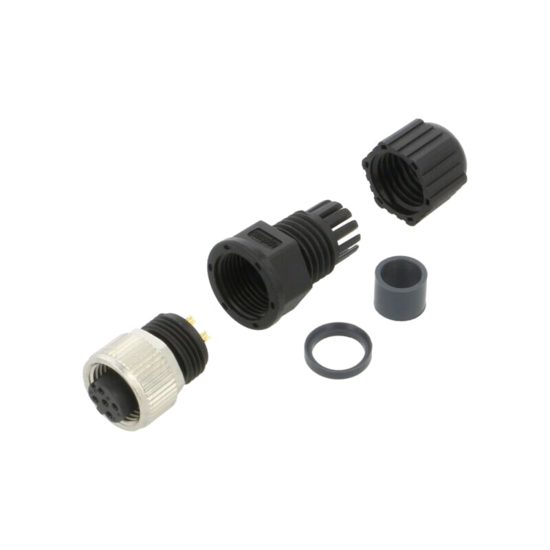 Conector: M12; mufă; mamă; drept; Placare: aurit; lipire; pe cablu