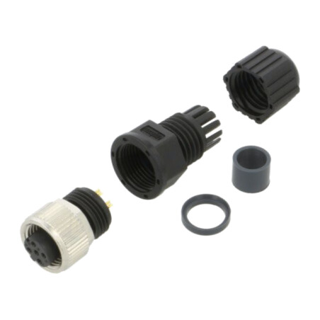 Conector: M12; mufă; mamă; drept; Placare: aurit; lipire; pe cablu
