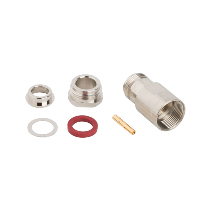 Conector: N; mufă; mamă; drept; 50Ω; lipire,răsucire (clamp); PTFE Conector: N; mufă; mamă; drept; 50Ω; lipire,răsucire (clamp); PTFE