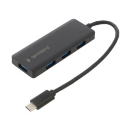 Hub USB; USB A soclu x4,USB C mufă; USB 3.1; neagră; 0,15m