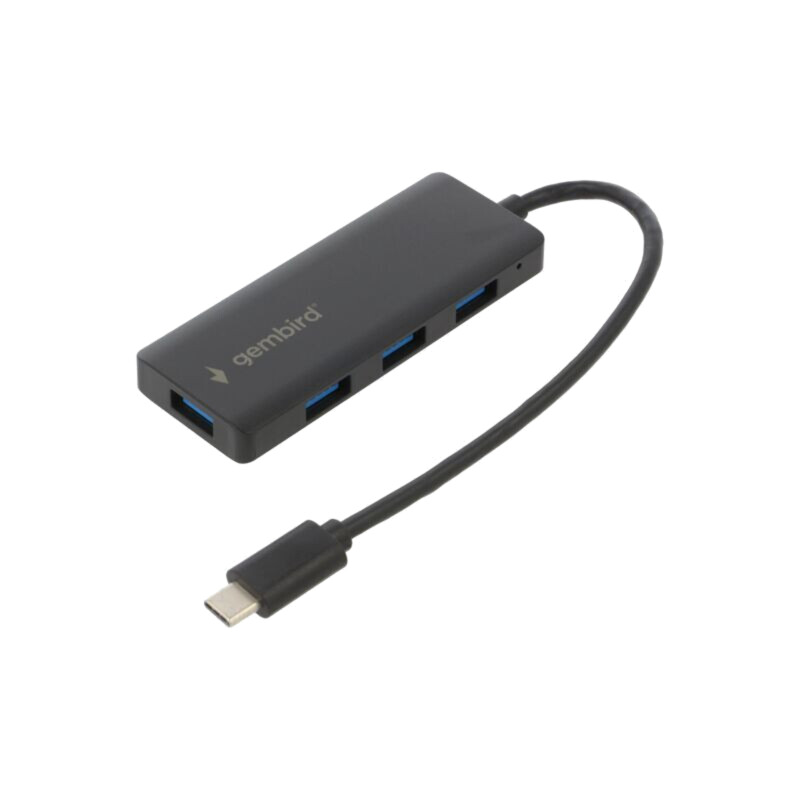 Hub USB; USB A soclu x4,USB C mufă; USB 3.1; neagră; 0,15m