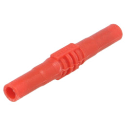 Conector: banană 4mm; soclu; 15A; 1kV; roşie; nichelat; cu izolaţie