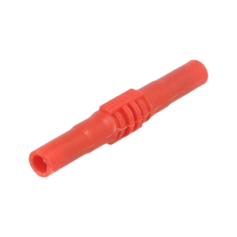 Conector: banană 4mm; soclu; 15A; 1kV; roşie; nichelat; cu izolaţie