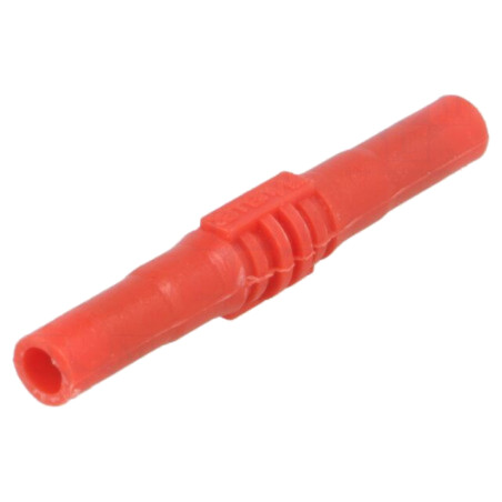 Conector: banană 4mm; soclu; 15A; 1kV; roşie; nichelat; cu izolaţie